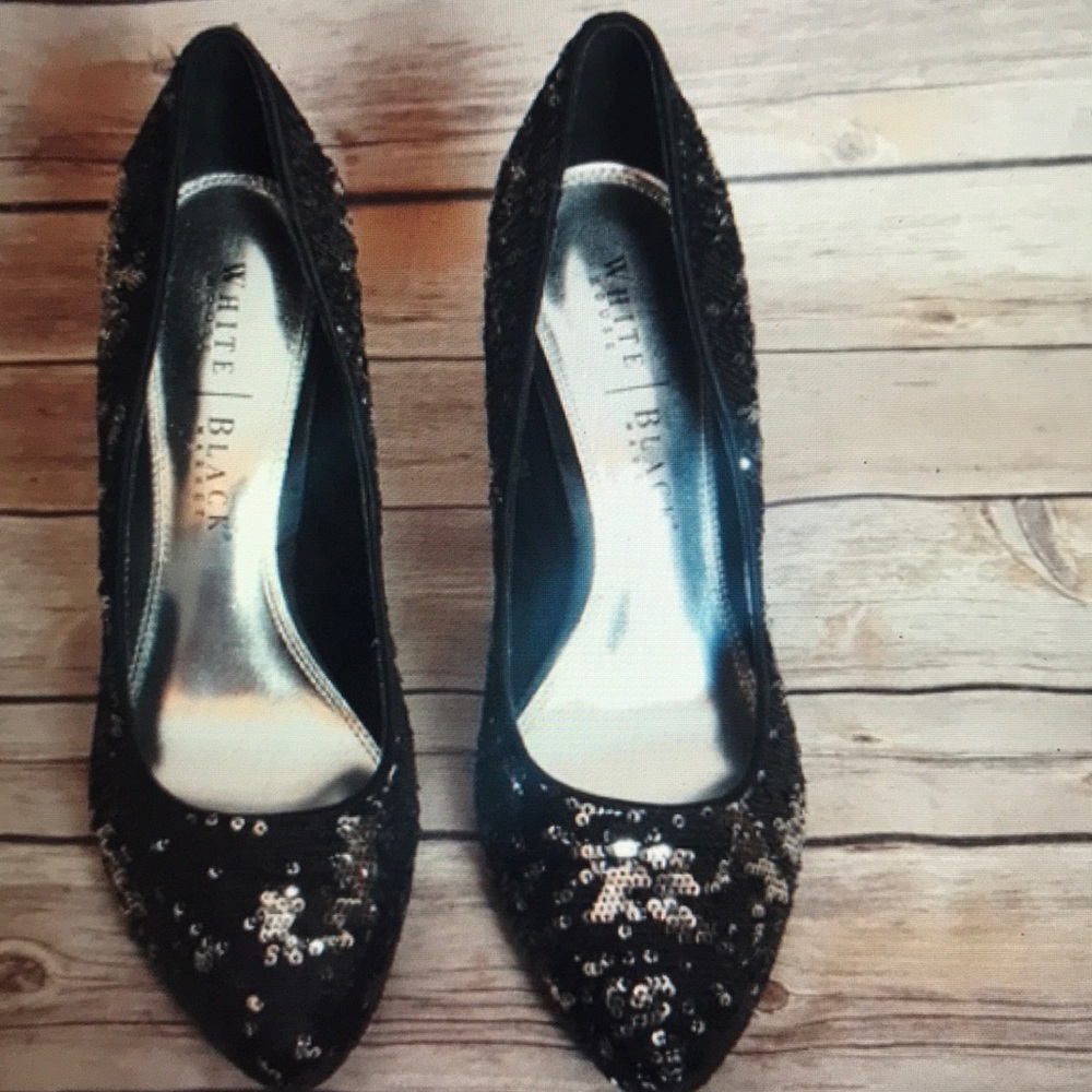 WHBM Marco silver and black sequin pump